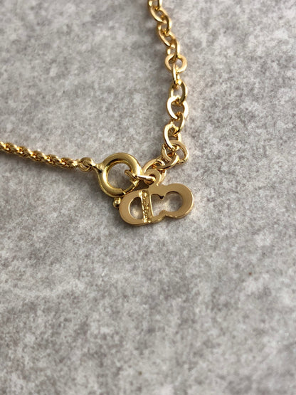 Christian Dior CD Logo Necklace Gold Vintage zb3px6