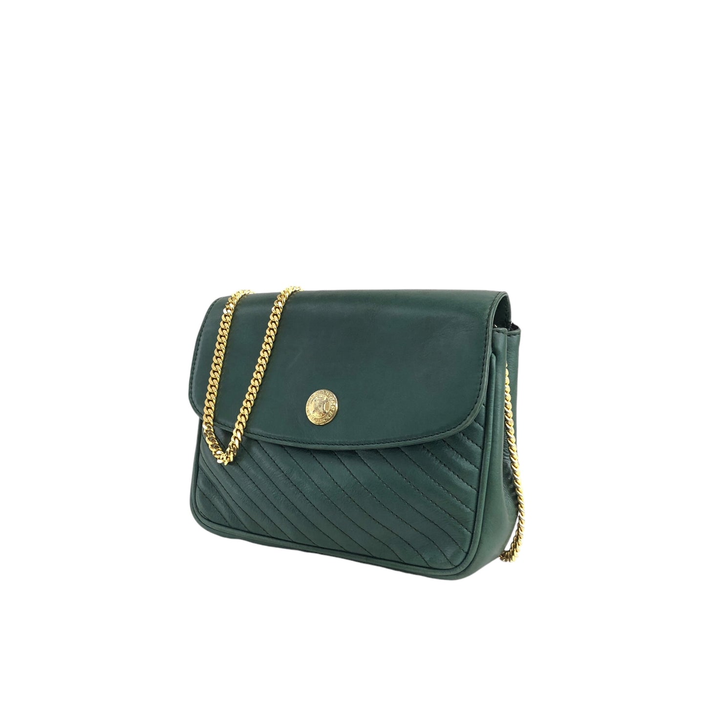 CELINE Triomphe Bias Stitch Chain Shoulder bag Green Vintage a3zrf7