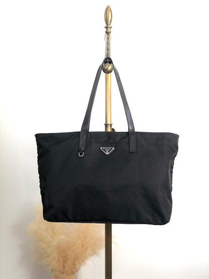 PRADA Tessuto Triangle logo Totebag Black Vintage rkbgyy