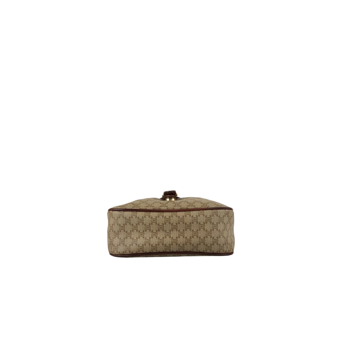 CELINE Macadam Front Buckle  Shoulder bag Beige Vintage hx87nm
