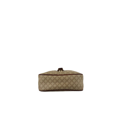 CELINE Macadam Front Buckle  Shoulder bag Beige Vintage hx87nm