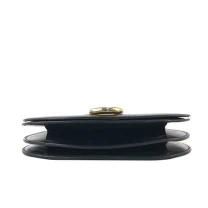 CELINE Gancini Leather Round Crossbody Shoulder bag Black Vintage 5ec6bk