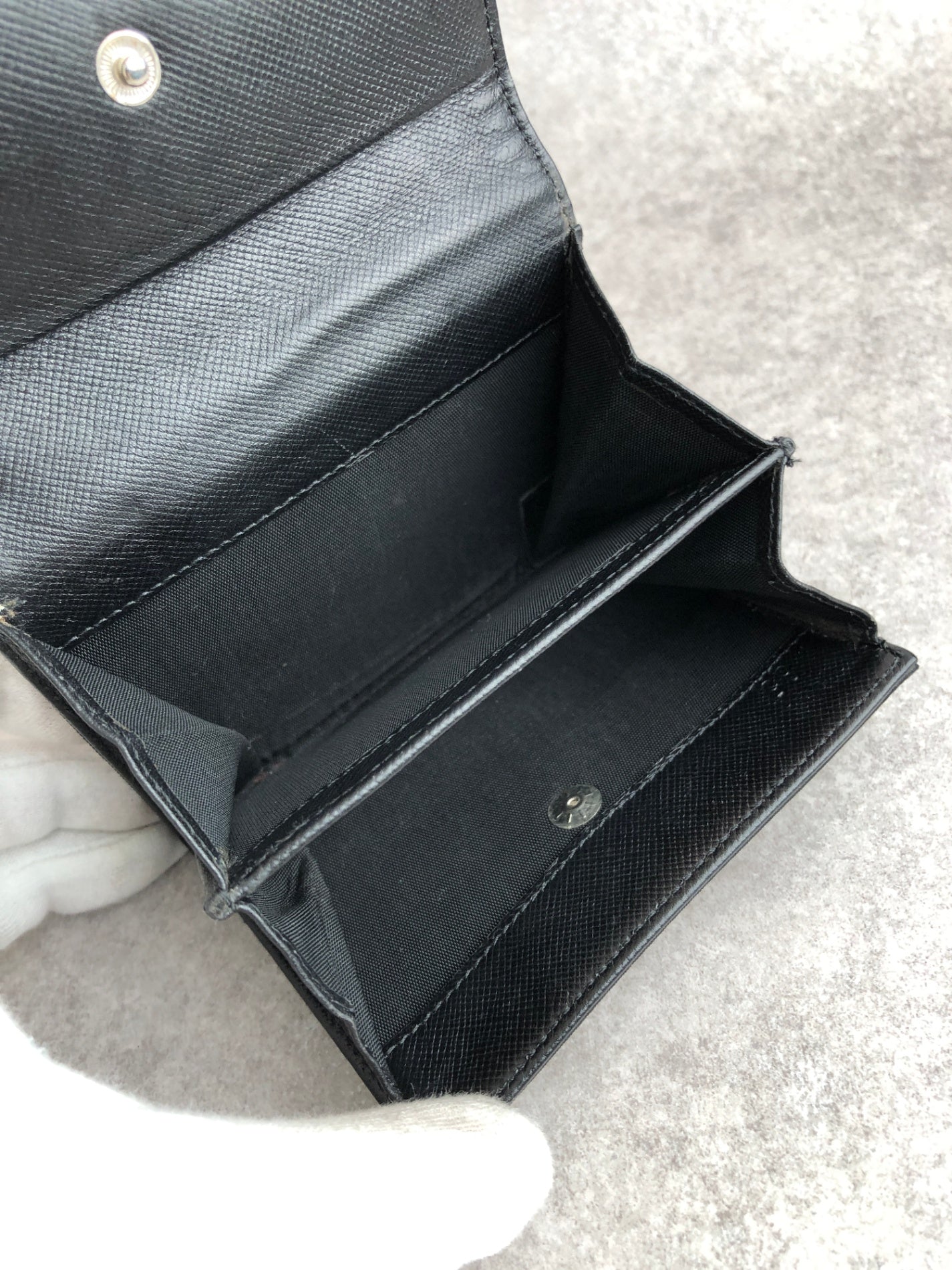 PRADA Tessuto Triangle Logo Coin Purse Black Vintage 5na2pc