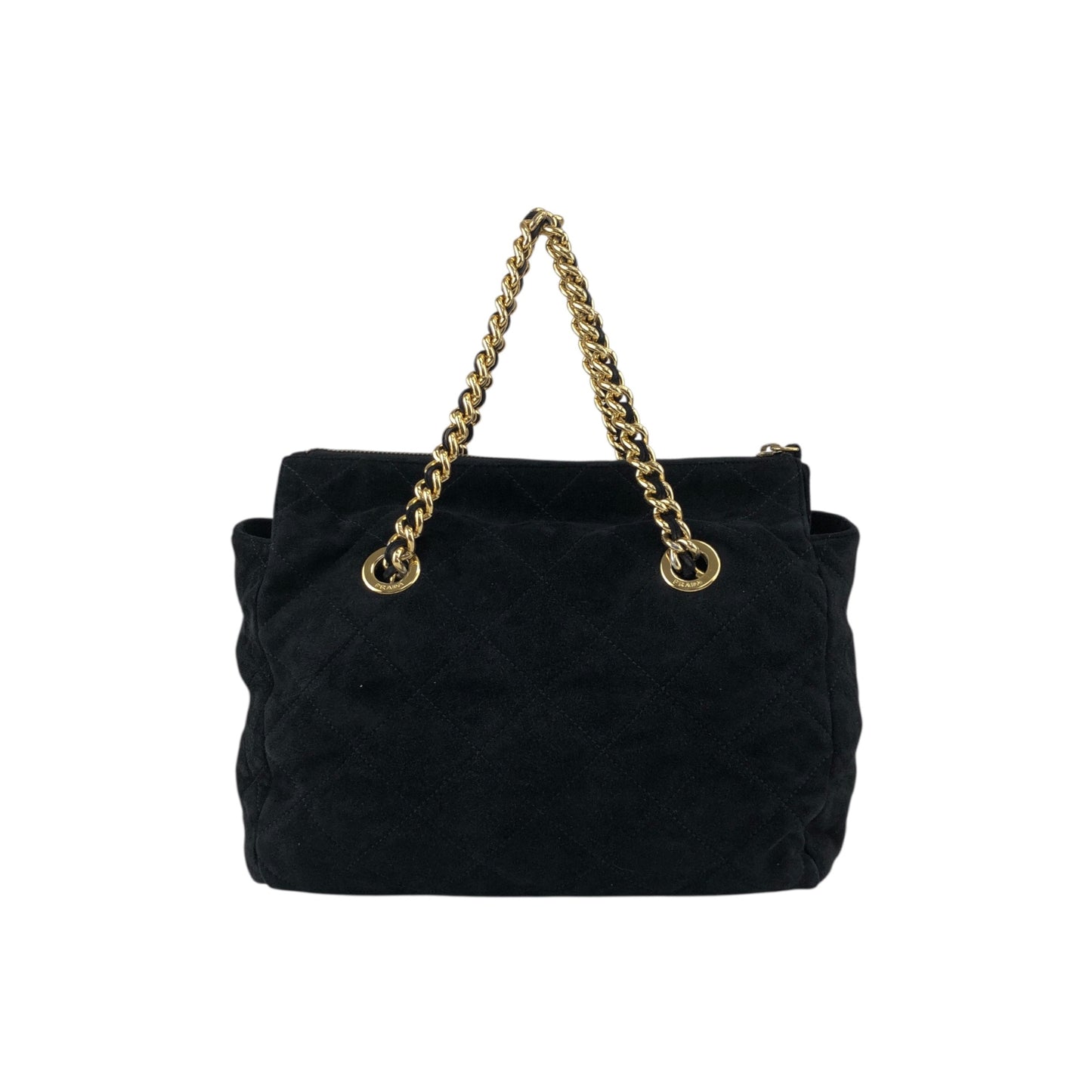 PRADA Triangle Logo Chain Shoulder bag Black Vintage t7p4ej