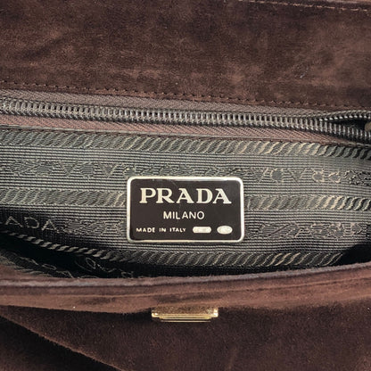 PRADA Logo Handbag Brown Vintage 8st8tj