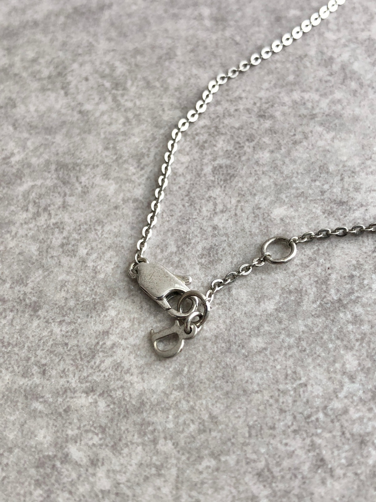 Christian Dior Logo Motif Necklace Silver Vintage 4pcr23