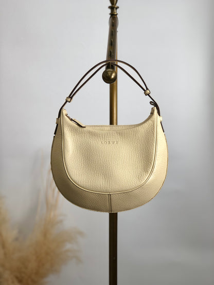 LOEWE Logo Embossed Round Shoulder bag Ivory Vintage 6858a6