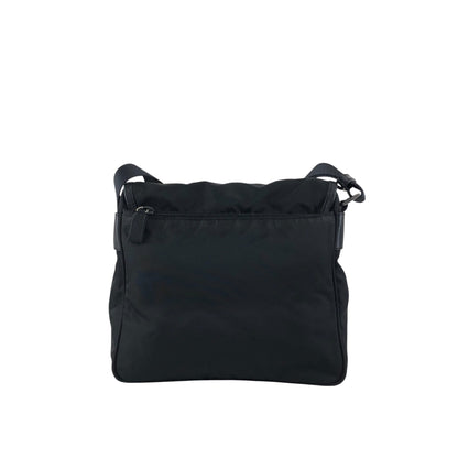 PRADA Tessuto Triangle Logo Front Buckle Shoulder bag Black Vintage kyt5ds