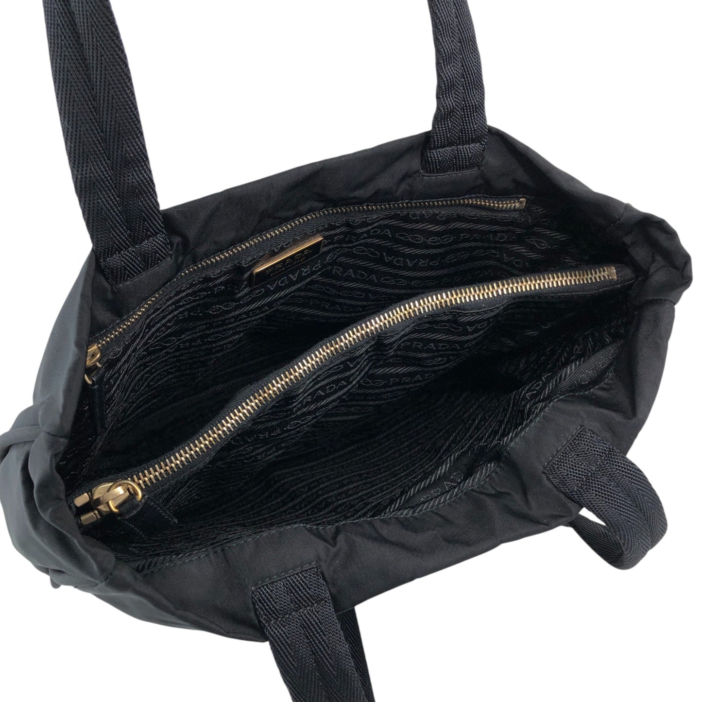 PRADA Tessuto Triangle Logo Totebag Black Vintage 4ica5v