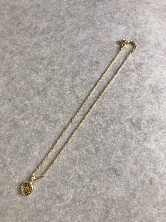 Christian Dior CD Logo Necklace Gold Vintage vhi2zs