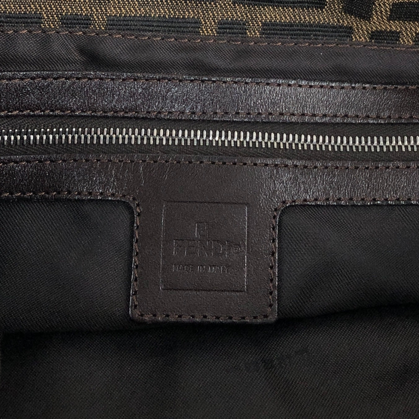 FENDI Zucca Logo Shoulder bag Brown Vintage df4sym