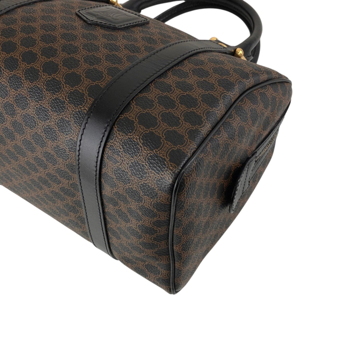 CELINE Macadam Blason Small Boston bag Handbag Black Vintage 5whgfy
