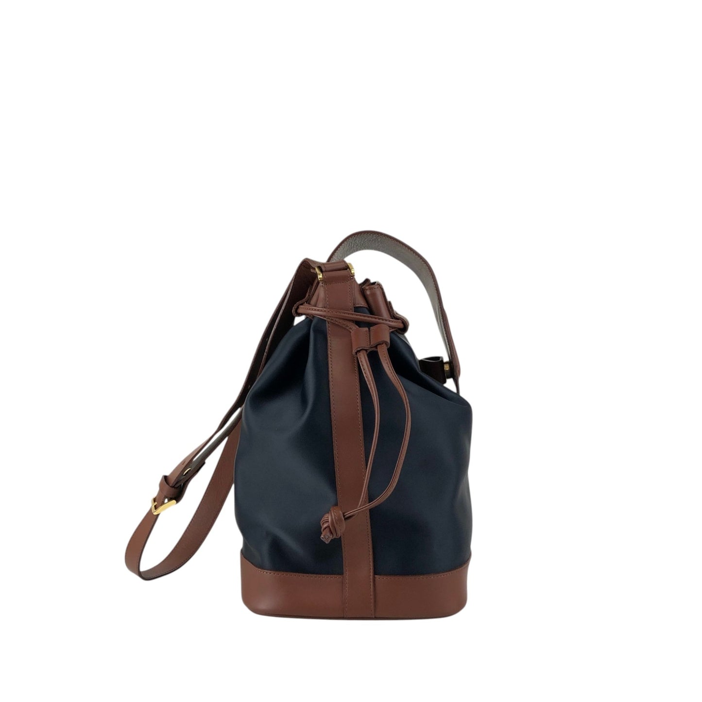 Yves Saint Laurent Logo Drawstring Shoulder bag Brown Vintage vjh7bs