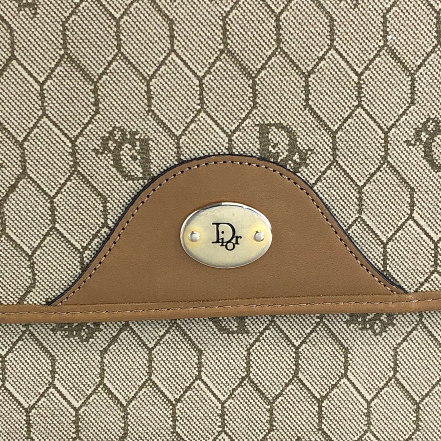 Christian Dior Honeycomb Pattern Shoulder bag Beige Vintage 7cr6d8