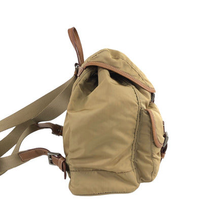 PRADA Triangle Logo Double Pocket Backpack Beige Vintage v5h7mi