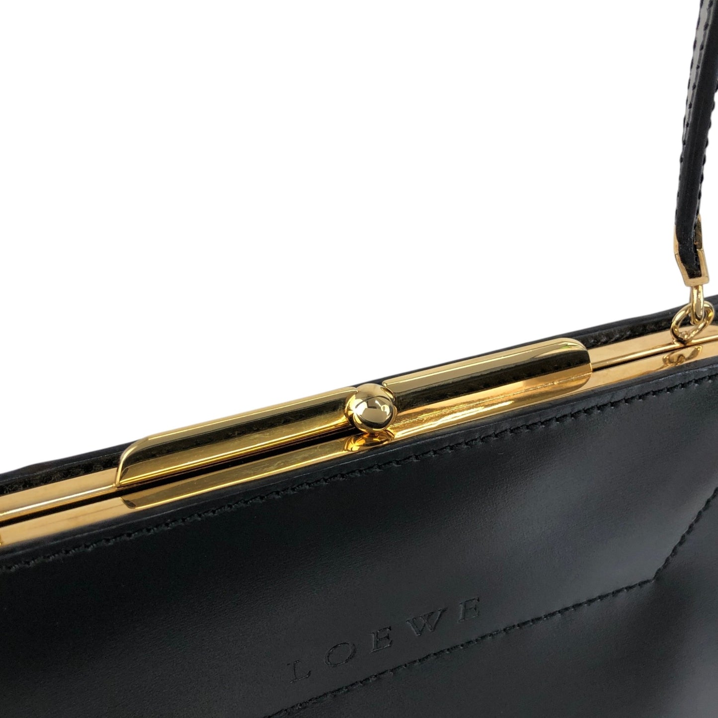 LOEWE Logo Metal Clasp Small  Handbag Black Vintage u7ek7w