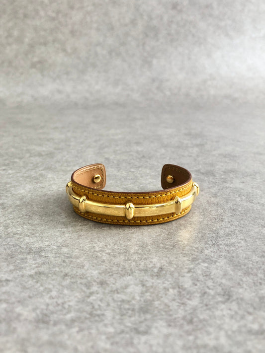 HERMES Bangle Brown×Gold Vintage zs3m5h