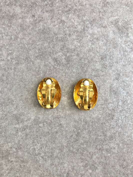CHANEL Coco Mark Earrings Gold Vintage zss46g