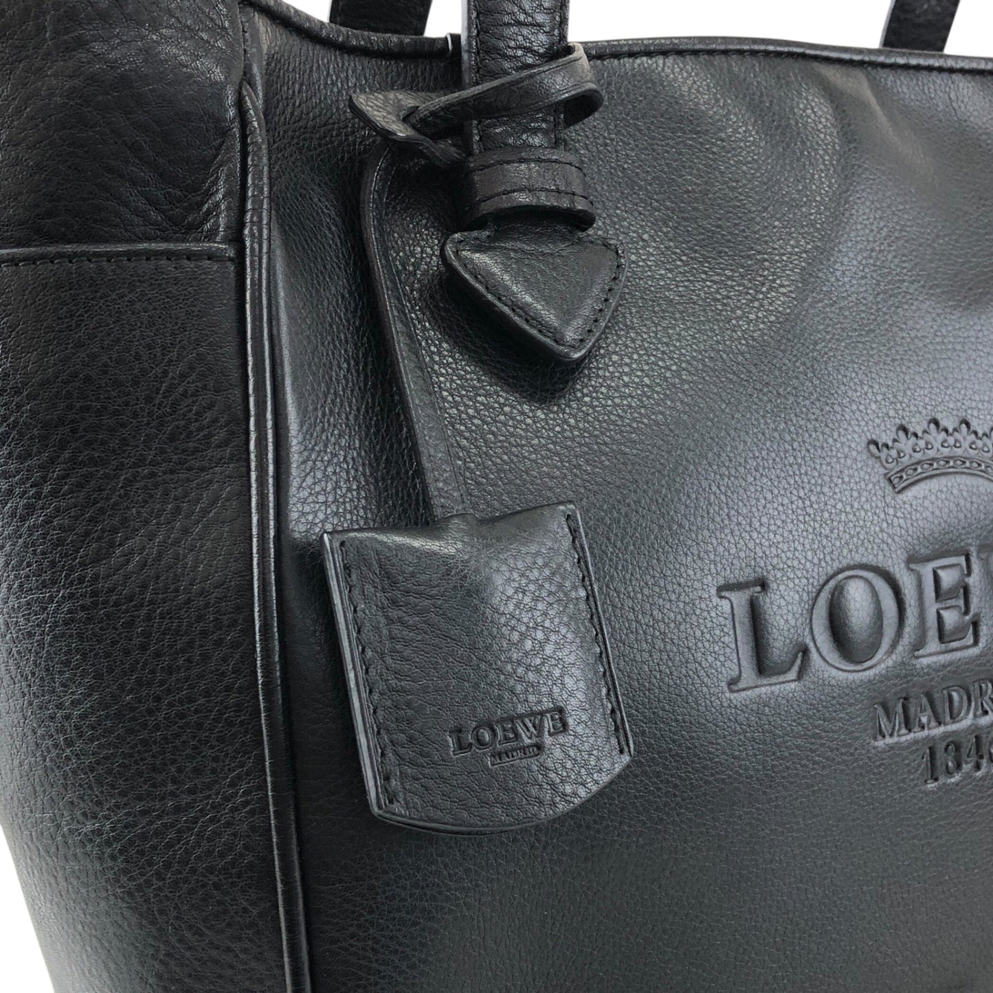 LOEWE Logo Embossed Totebag Black Vintage sfdiue
