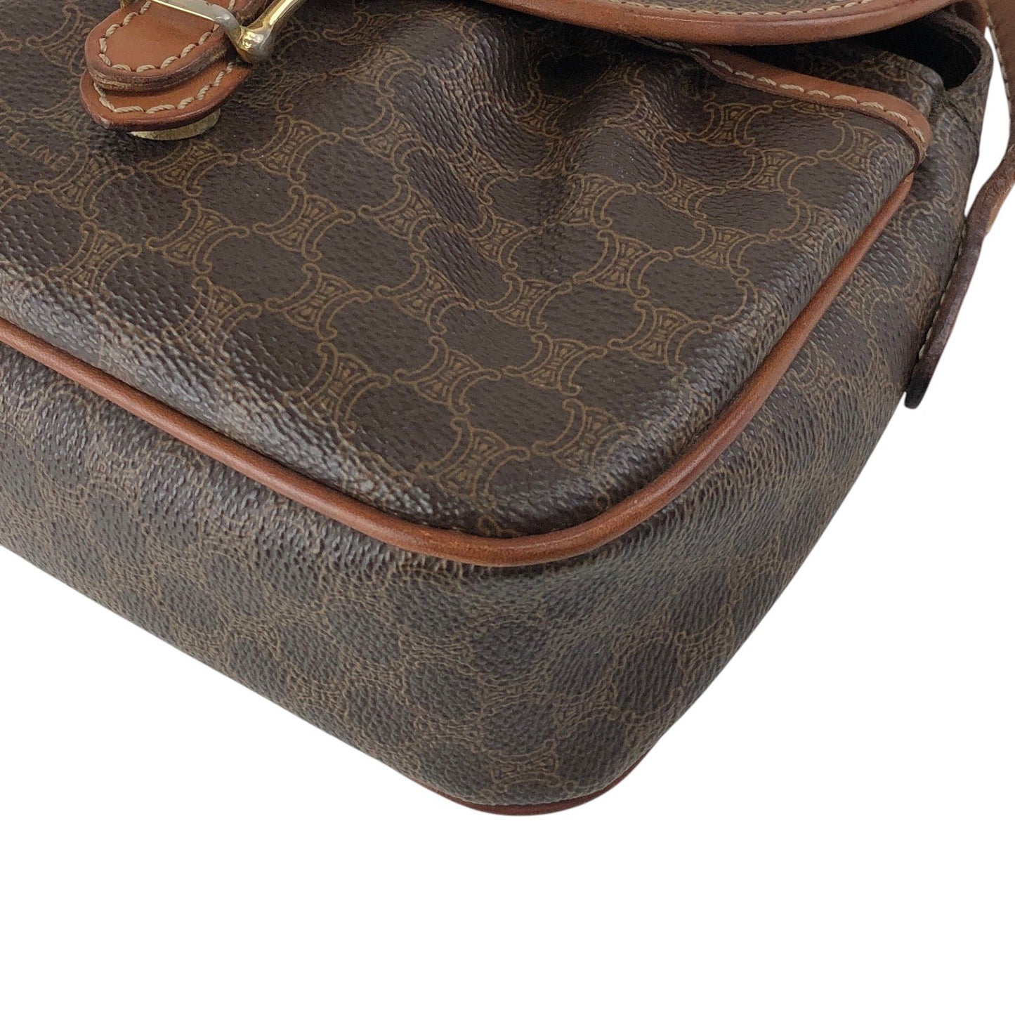 CELINE Macadam Front Buckle Shoulder bag Brown Vintage hkdpre