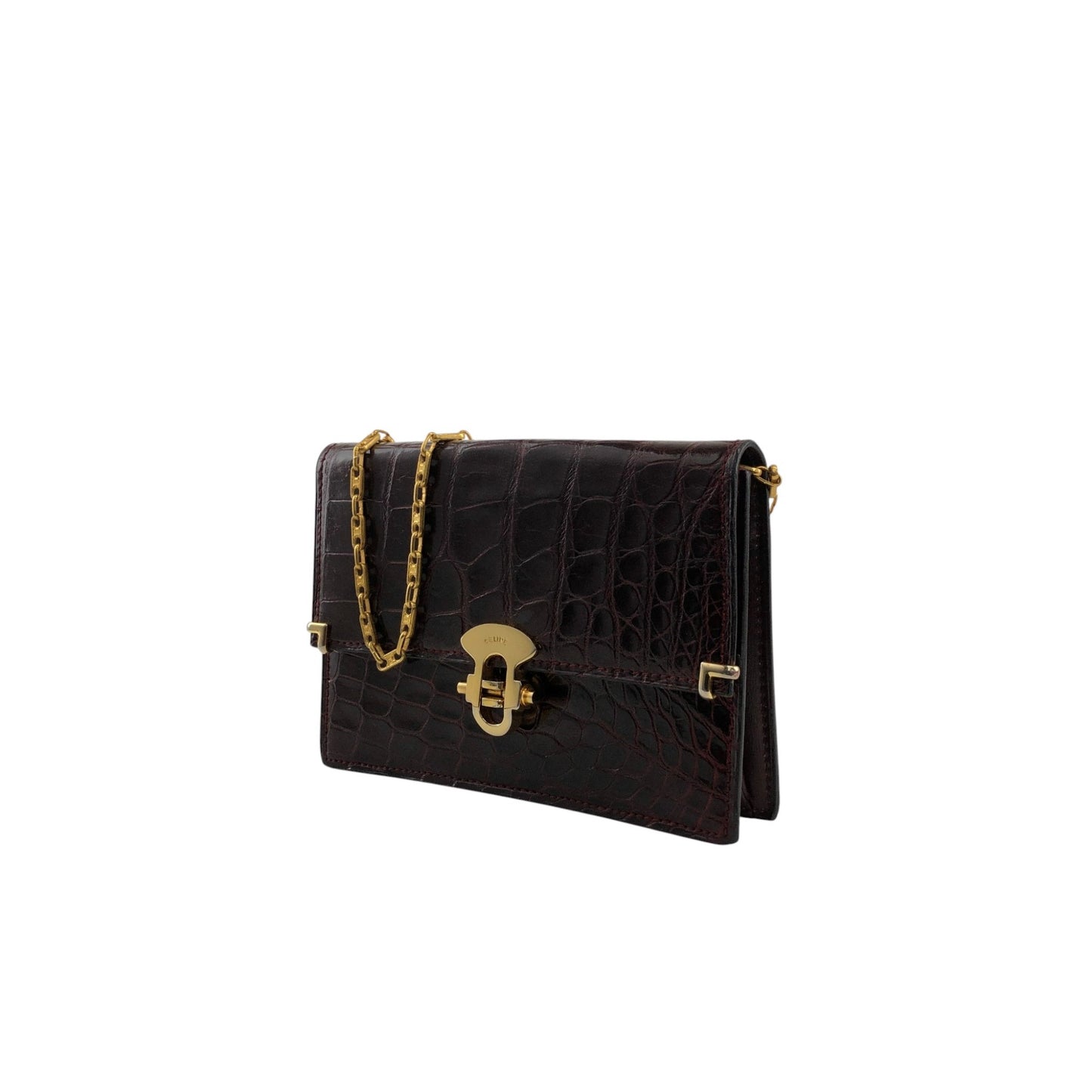CELINE Front Lock Chain Shoulder bag Bordeaux Vintage iw6ga6