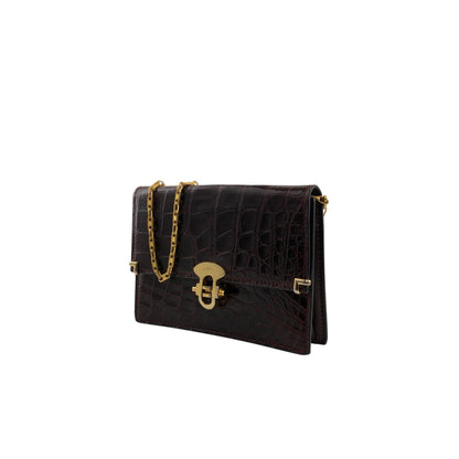 CELINE Front Lock Chain Shoulder bag Bordeaux Vintage iw6ga6