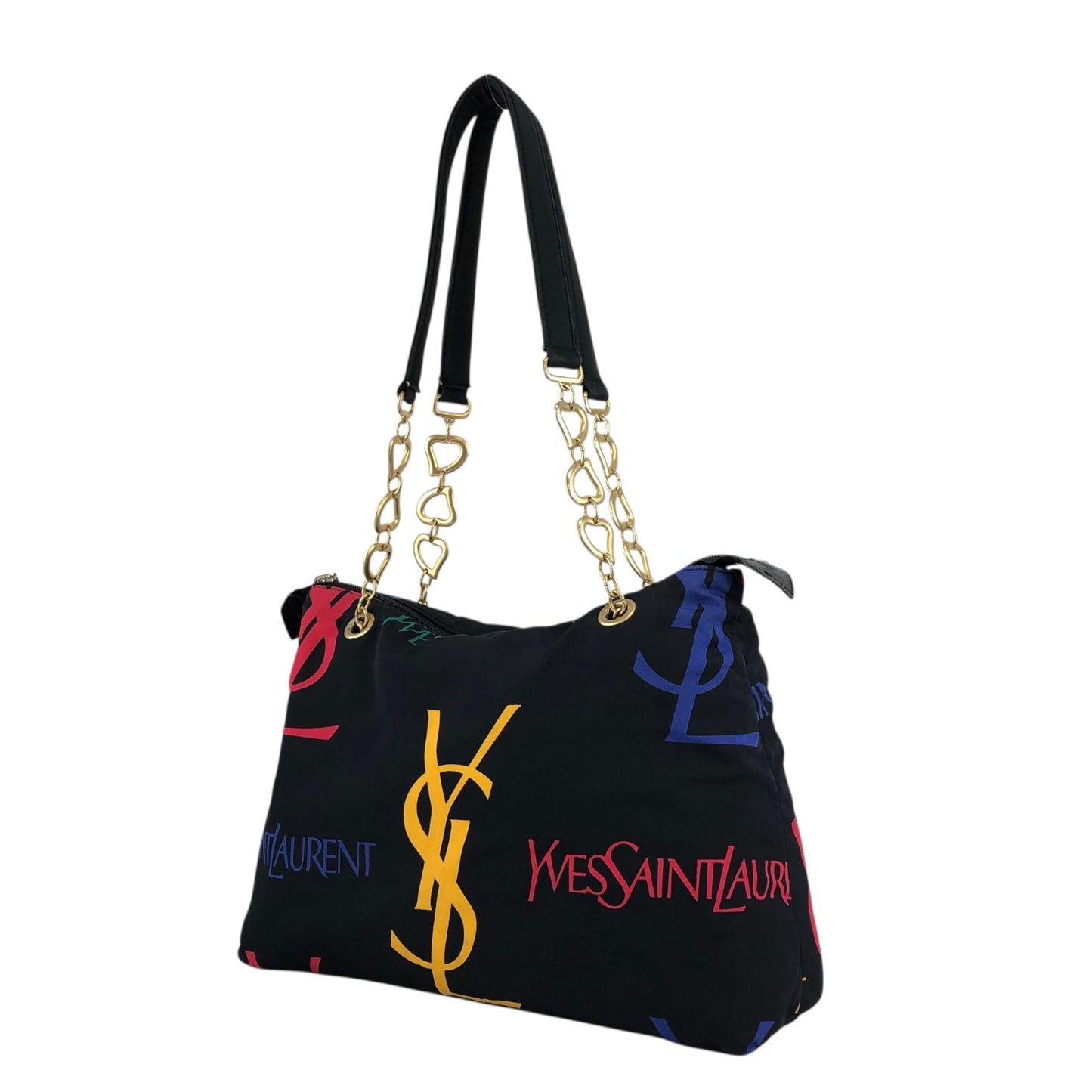Yves Saint Laurent Logo Chain Totebag Black Vintage fniuvx