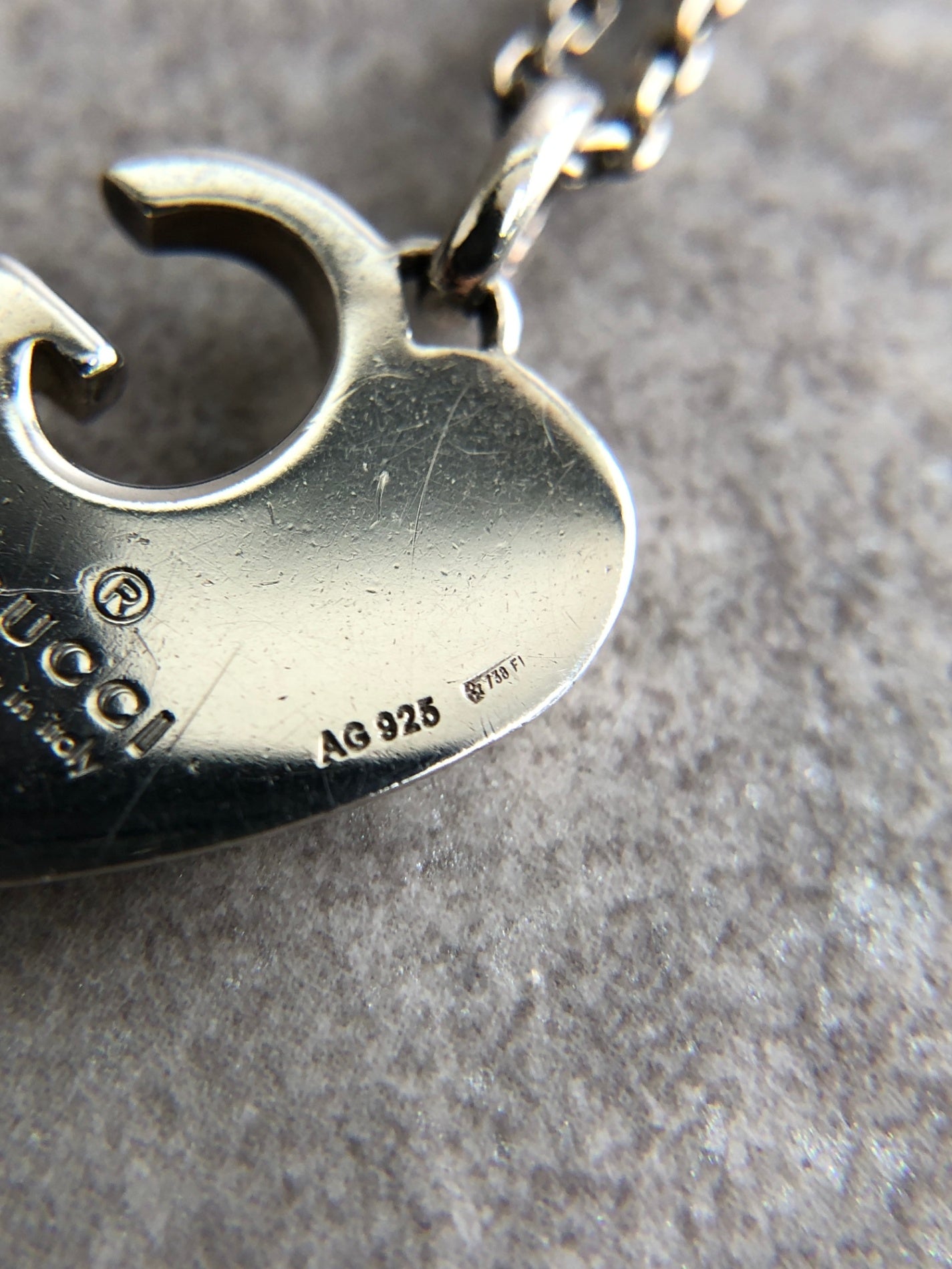 GUCCI Heart Motif SILVER925 Necklace Silver Vintage ehj8bu