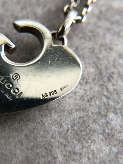 GUCCI Heart Motif SILVER925 Necklace Silver Vintage ehj8bu