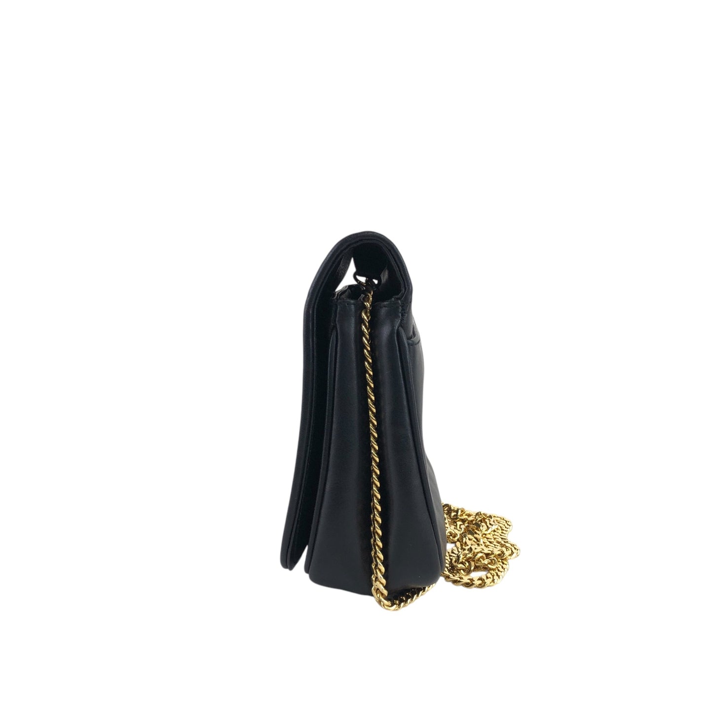 CELINE Triomphe Stitch Chain Shoulder bag Black Vintage 8u4mtc