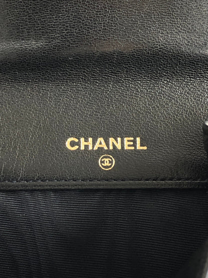 CHANEL Coco Mark Coin Purse Black Vintage 4umftb