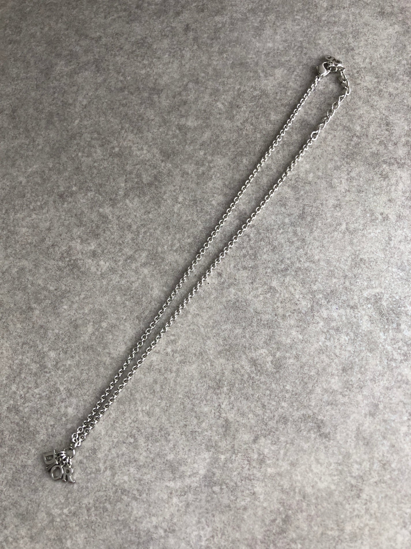 Christian Dior Logo Motif Necklace Silver Vintage x25wyn