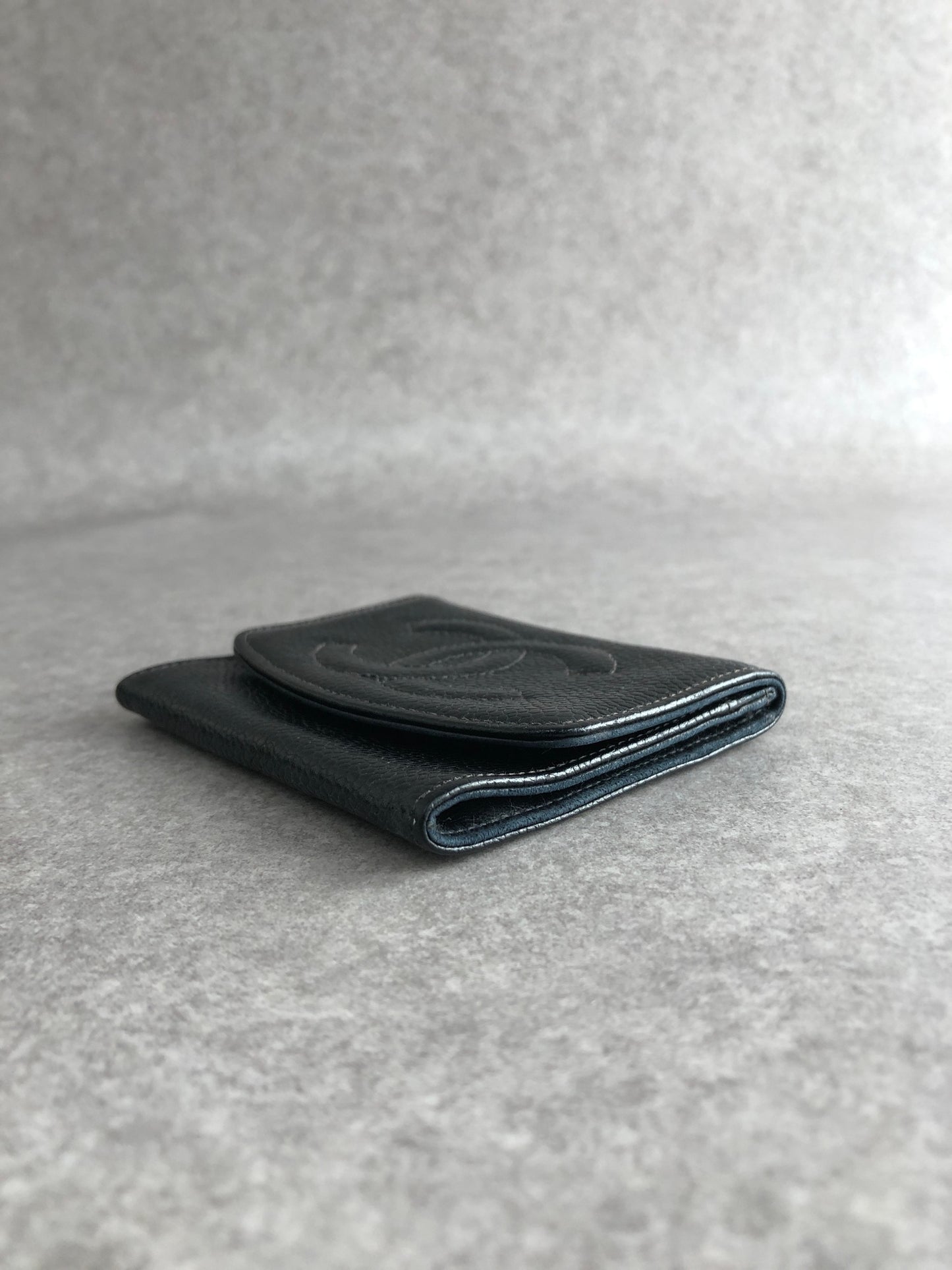 CHANEL Coco Mark Coin Purse Black Vintage 5byxkp