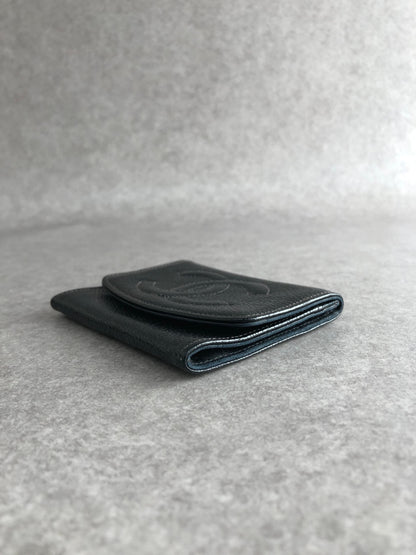 CHANEL Coco Mark Coin Purse Black Vintage 5byxkp