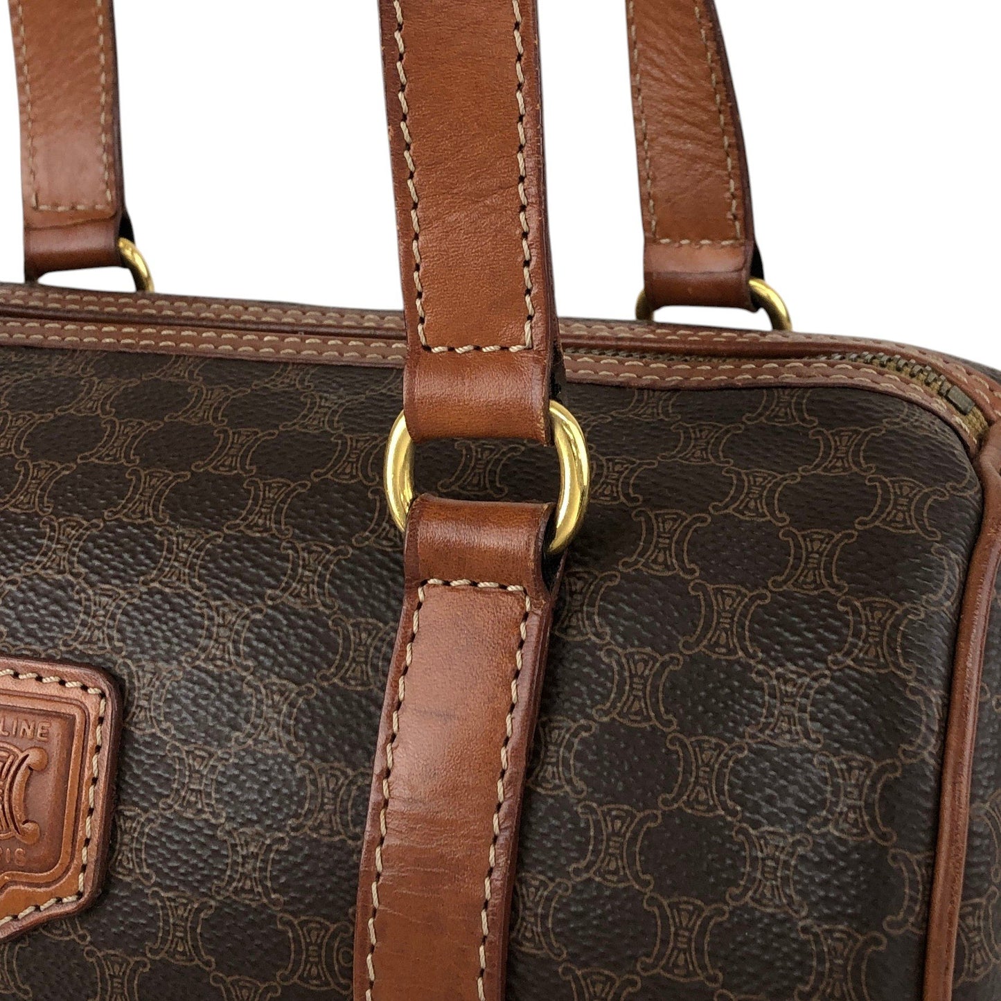CELINE Macadam Blason Handbag Brown Vintage stij7h