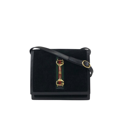 GUCCI Sherry Line Horse Bit Shoulder bag Black Vintage serjt6