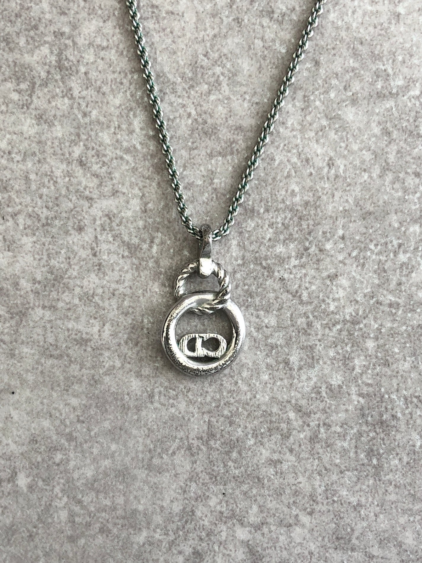 Christian Dior CD Logo Necklace Silver Vintage 8nfiyv