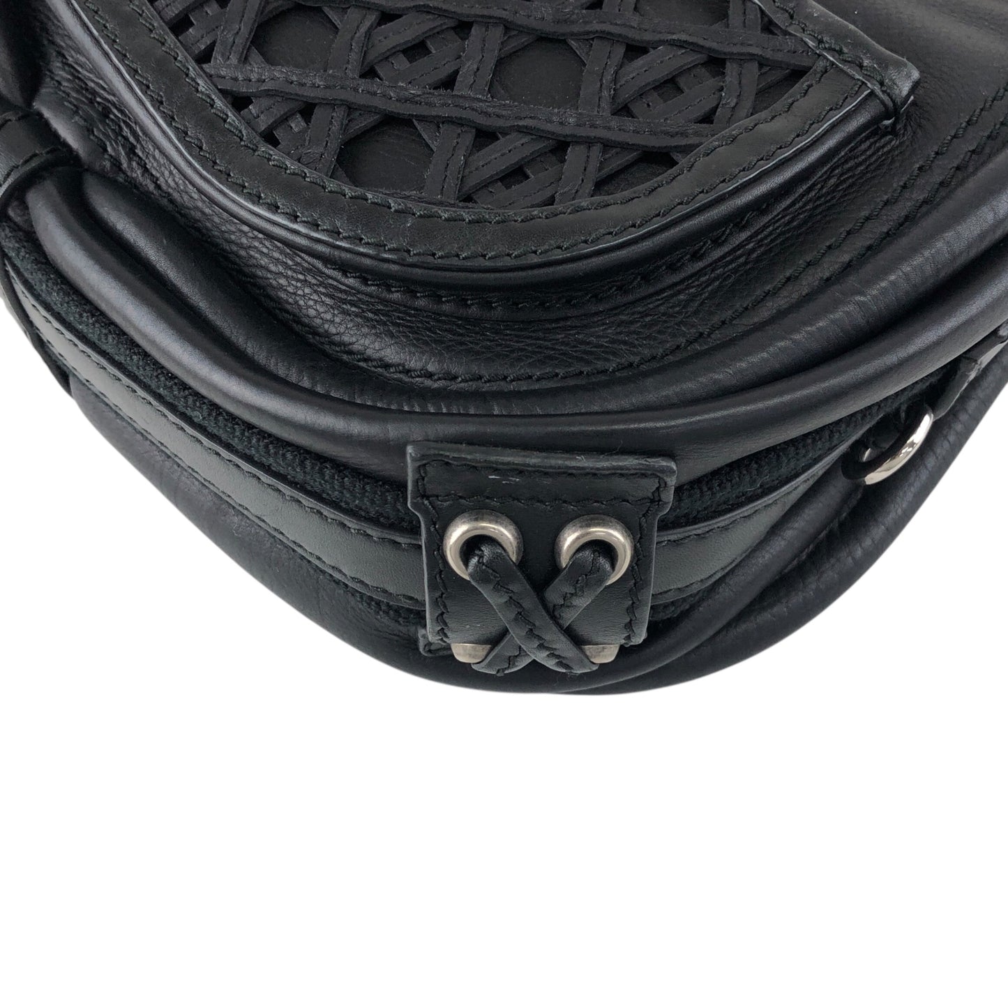 Christian Dior Cannage Round Shoulder bag Black Vintage kb2urx