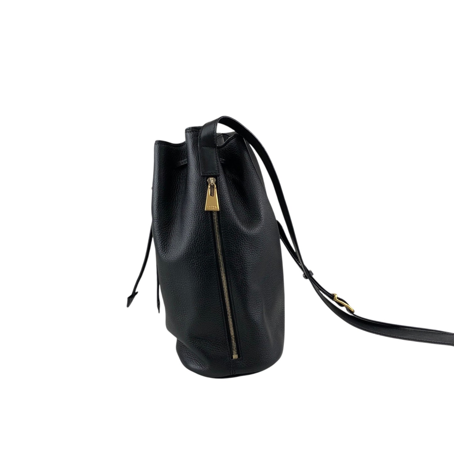 CELINE Toggle Clasp Drawstring Shoulder bag Black Vintage mgyxeh