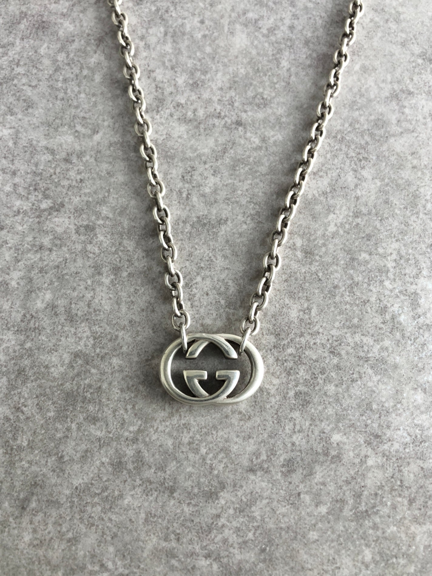 GUCCI Interlocking SILVER925 Necklace Silver Vintage tczbmc