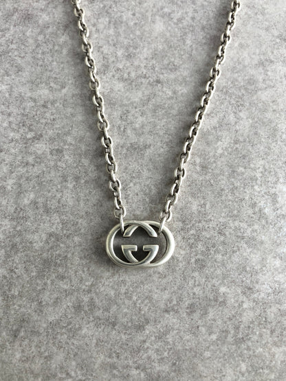 GUCCI Interlocking SILVER925 Necklace Silver Vintage tczbmc