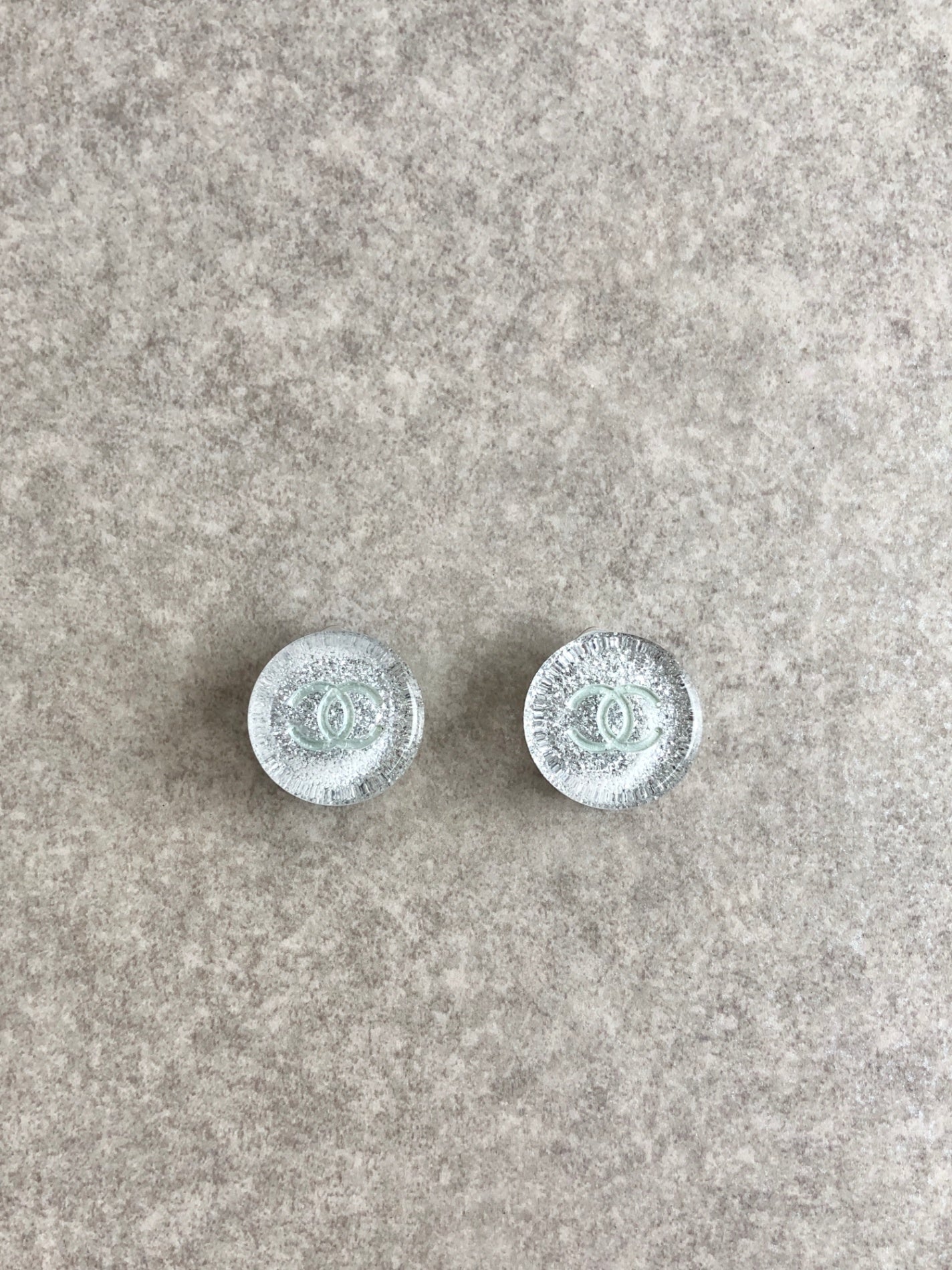 CHANEL Coco Mark Earrings Clear Vintage 65a7rz