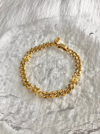 CELINE Blason Bracelet Gold Vintage dev4x7