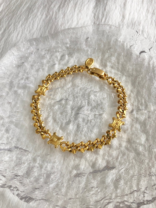 CELINE Blason Bracelet Gold Vintage dev4x7
