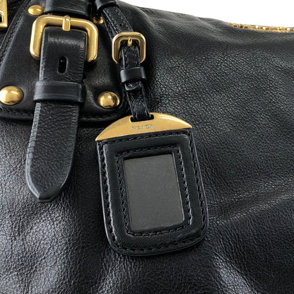 PRADA Logo Handbag Black Vintage jkn44z