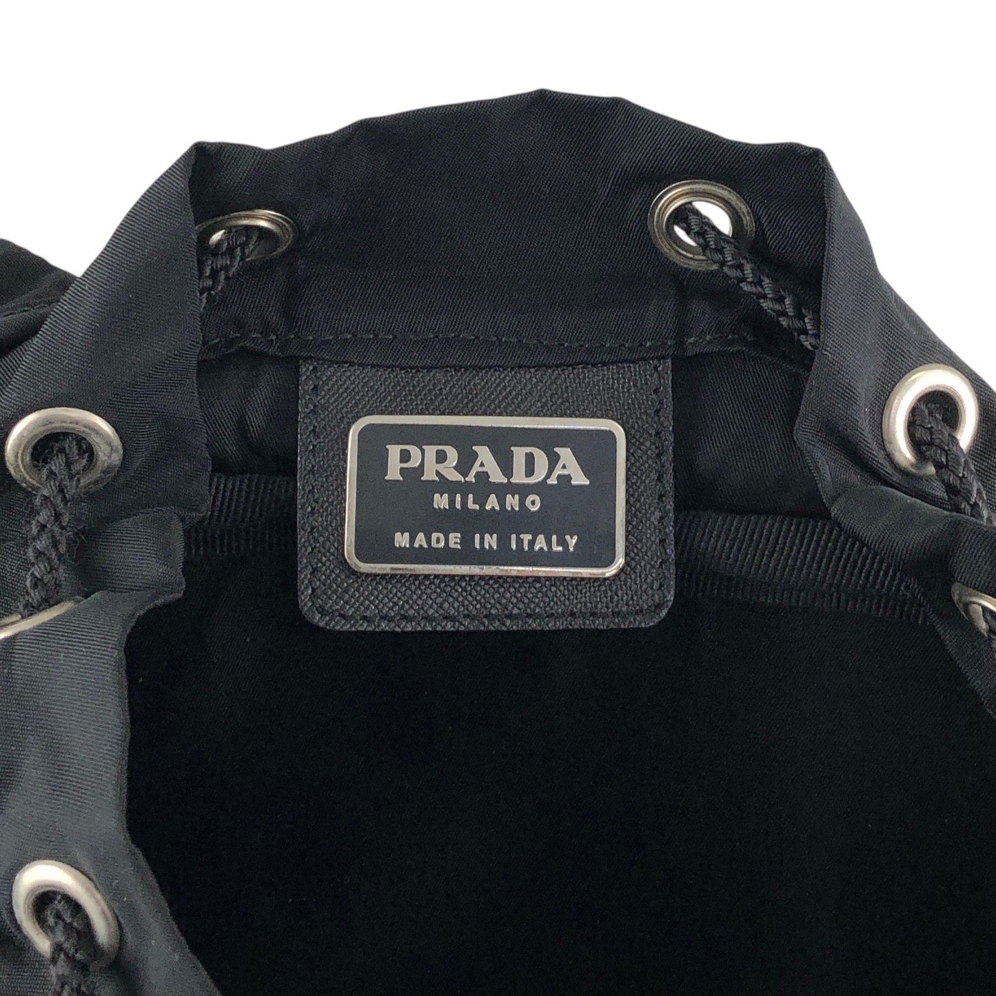 PRADA Tessuto Triangle Logo Front Buckle Backpack Black Vintage jmakxv