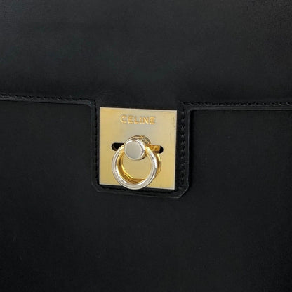 CELINE Gancini Handbag Black Vintage zn353p