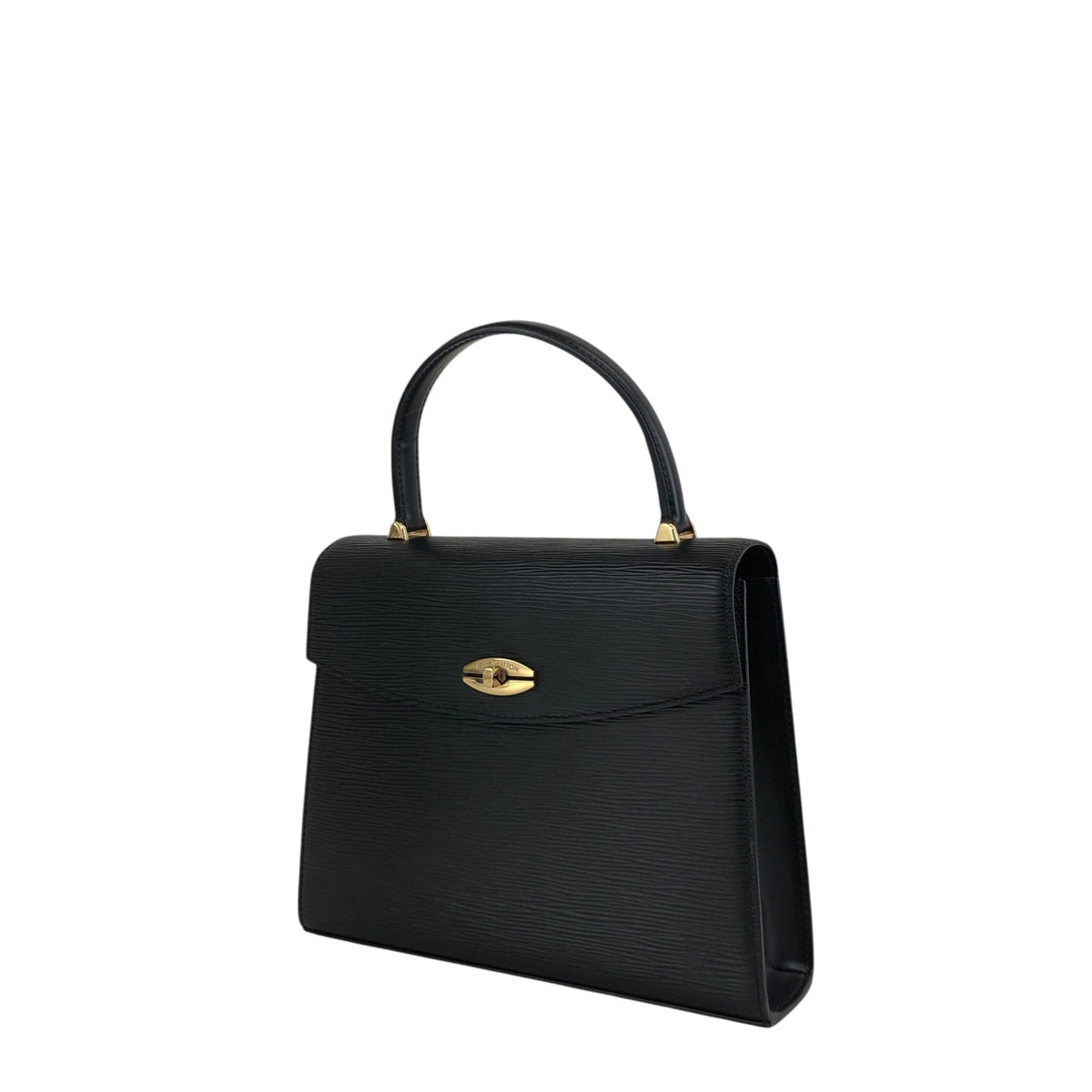 LOUIS VUITTON Turn Lock Handbag Black M52372 Vintage 48k8t4