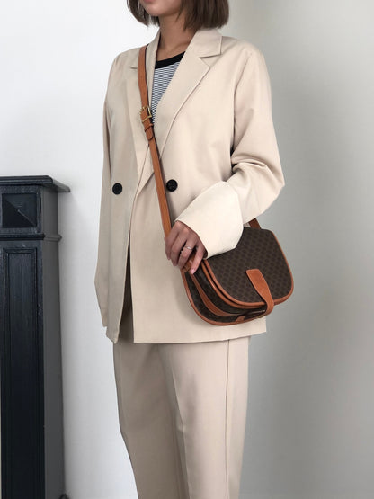 CELINE Macadam Blason Flap Shoulder bag Brown Vintage 2etvvm