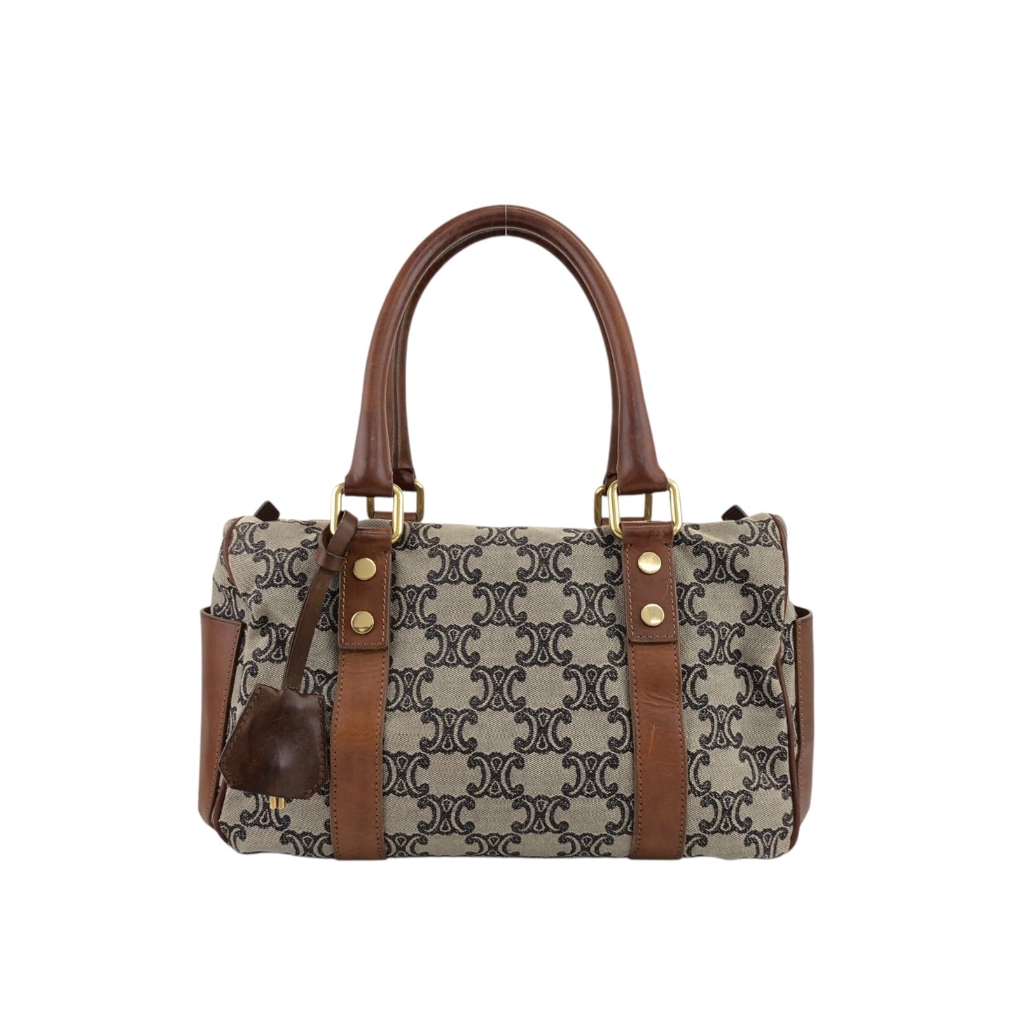CELINE Blason Small Boston bag Handbag Beige Vintage ypu3vy